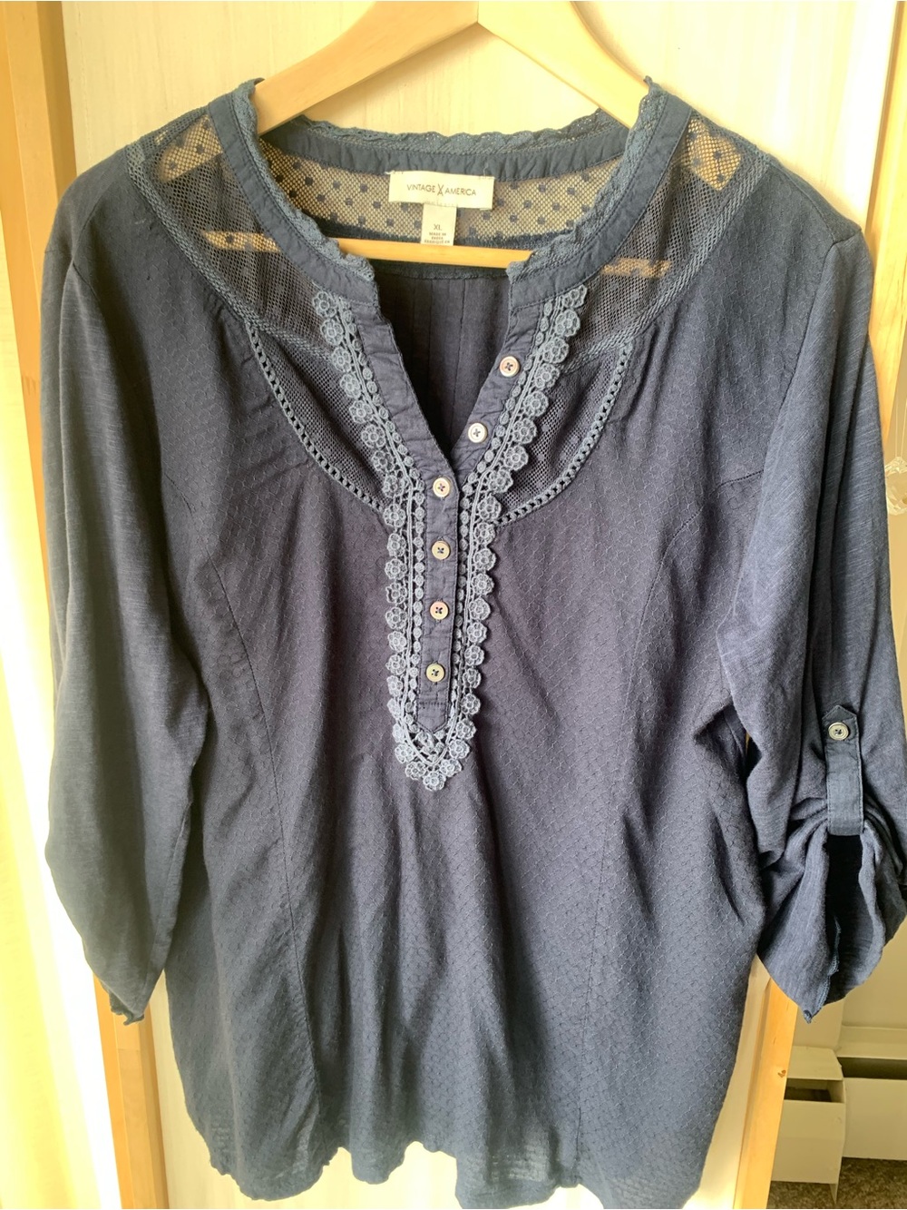 Vintage America Navy Blue Women’s Cottagecore Top